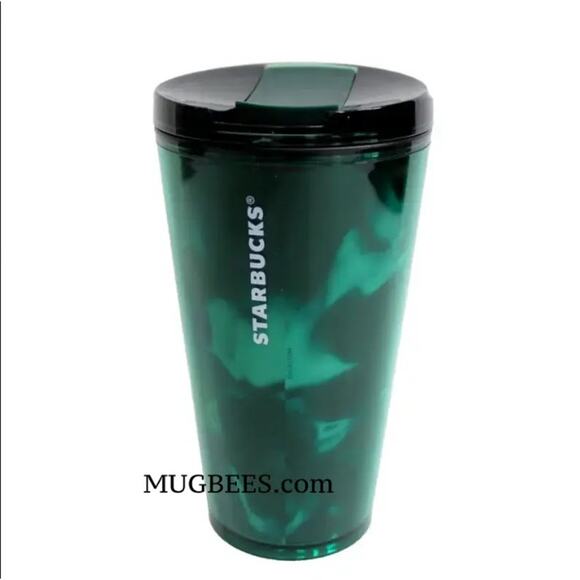 Starbucks Dark Green Swirl Reusable Tumbler Cold Cup - Size 16 oz - Picture 1 of 7